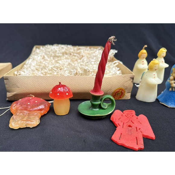 Vintage Christmas CANDLE LOT GURLEY TAVERN Mushroom FIGURE Cute! In Box 6C - Picture 7 of 12